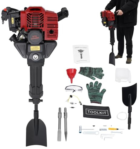 Garbenat Scavatrice a benzina, 52 cc, motore a 2 tempi, 1900 W, 2 in 1, escavatore manuale per alberi da giardino, con picchetto appuntito e zappa piatta