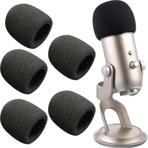 5 Pcs Mousse Microphone Bonnette, Housses de Microphone en Mousse, Bonnette Microphone, Bonnette Micro, Mousse Micro, Filtre Anti Pop Vent en Mousse pour KTV, Performance Sur Scène