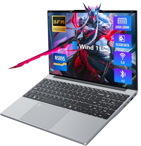 15.6 Inch Laptop, Laptops 16GB 512GB SSD, Laptop Computer N5095, Gaming Laptop, Traditional Laptop Computers 180 Angle Opening, Lap top Fingerprint Unlock Backlit Keyboard, 1920X1080 FHD IPS MINI-HDMI