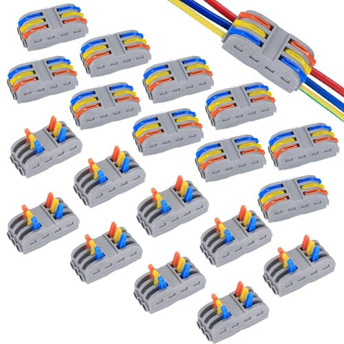 18 Pcs Lever Nut Wire Connectors, Conductor Compact Electrical Wire Cable Connectors, Quick Splicing Terminal Block Connectors, Cable Clamp Terminal Block Spring Connectors