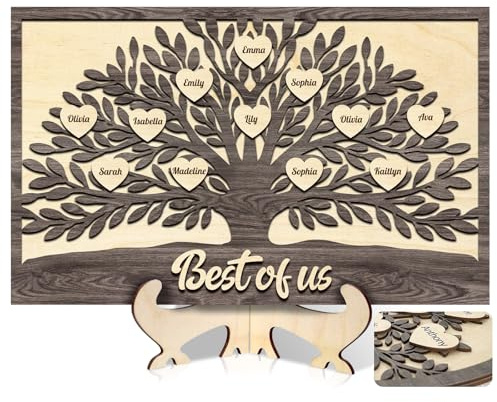 Arbol de la vida de madera con nombre personalizado, Letrero de árbol familiar con nombres personalizadosRegalo del Día del Padre para papá/abuelo, placa familiar de madera decorativa