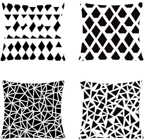 4er Set Kissenbezug Schwarz Und Weiß Kissenhülle Weich Dekokissen Geometrie Unsichtbarer Reißverschluss Sofakissen Zierkissen Urlaubsparty Picknick Outdoor Wohnzimmer Schlafzimmer 80x80cm Weich A-218