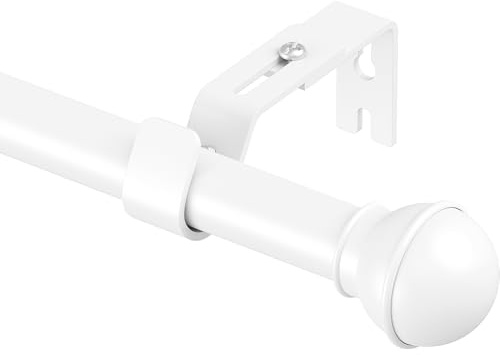 Yeabett Barra de cortina extensible de 22 mm, juego de barras de rosca con soportes de altura ajustable, resistente, inoxidable para salón, dormitorio, cocina, baño, 80-194 cm (blanco)