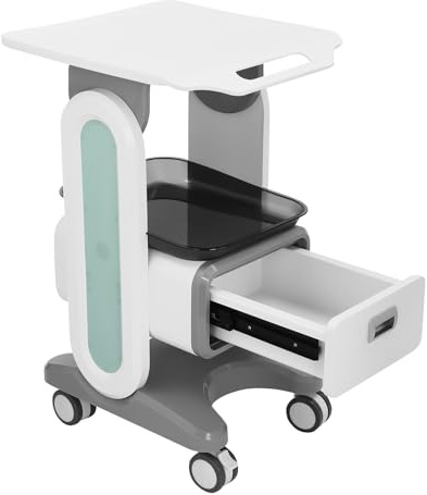QIERF Chariot médical avec tiroirs - Chariot cosmétique - Chariot d'appoint avec roulettes - 44 x 36 x 76 cm - Capacité de charge : 60 kg - 4 roues universelles - Pour salon de clinique - Matériau ABS