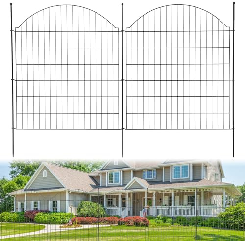 Clôture de jardin, 15 panneaux (81 cm H x 74 cm l) - Clôture en métal sans tranchée - Clôture d'animaux - Clôture en treillis - Arche supérieure - Panneau en fil métallique inoxydable - Pour chien
