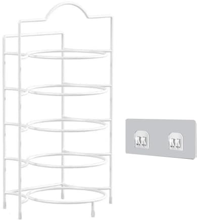 KELFEEAO Organizzatore portapiatti da, portapiatti a 5 livelli per armadietto, ripiano angolare salvaspazio per piatti, piatto da portata, portapiatti per pentole calde, cena in