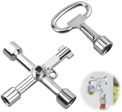 KADFEL 2 Pezzi Chiave Universale per Armadi Utenze | Kit Chiave Triangolare e Quadrata in Lega di Zinco | Chiave Multifunzione 4-Way per Contatori Gas, Acqua, Luce e Quadri Elettrici