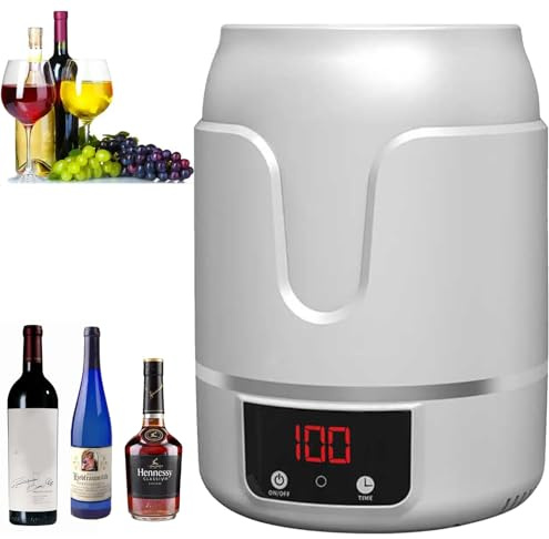 Enfriador de vino eléctrico portátil con decantador de sonido de alta frecuencia, 5 ajustes ajustables, forro de acero inoxidable, pantalla digital para uso doméstico y comercial
