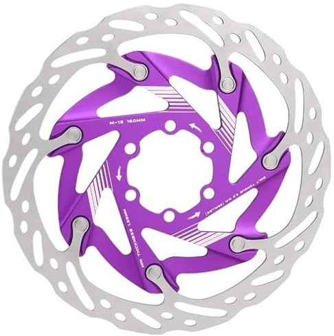 Bakre rullbromssats Cykelbromsskiva 6 skruvskivkylning ihåliga belägg 160 mm MTB Cykel Hydraulisk Ultralätt flytande rotor Cykelbromstrumma bakre broms(Purple 160mm)