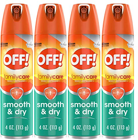 OFF! FamilyCare Insect & Mosquito Repellent Aerosol, Smooth and Dry Formula Bug Spray, Provides up to 6 Hours of Protection, 4 oz (Pack of 4)