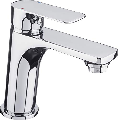 Cornat Waschtischarmatur Saz – Wasserhahn fürs Bad – verchromt | Mit Druck-Ablaufventil – klare Linienführung – komfortable Bedienung – stabile Ausführung – einfache Montage