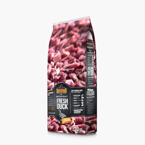 BELCANDO MASTERCRAFT Hundefutter trocken Fresh Duck, 10kg, Trockenfutter für Hunde mit Ente, 80% Frischfleisch, getreidefrei, für alle Rassen, Made in Germany