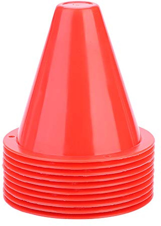 Alomejor 10Pcs Cônes de Circulation Cônes Plots en Plastique Cônes de Marqueurs Aide Entraînement d'Agilité Vitesse pour la Formation de Patinage Sports(Red)