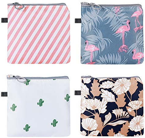 MILISTEN Sanitary Disposal Bags 4PCS Sanitary Napkin Bag Holder Case Pouch Storage Organizer with Zipper Waterproof Sanitary Bags