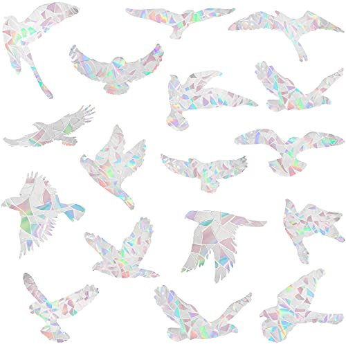 Outus 20 Stücke Vogel Anti Kollisions Fenster Aufkleber Große Vogel Fenster Abziehbilder Vogelwarnung Kollisions Aufkleber Durchscheinende Vogelform Statische Haften Reflektierende Aufkleber