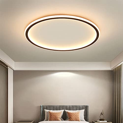 Deckenleuchte LED Ultradünn Runde Dimmbare Fernbedienung Deckenlampe Wohnzimmer Lampe Schwarz Kreis Leuchte 60W Pendelleuchten Acryl Hause Schlafzimmer Arbeitszimmer Flur Kinderzimmer Beleuchtung