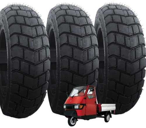 3 Pneumatici 100/90-10 UNION + CUSCINETTI Compatibili con Piaggio Ape 50 Moto Scooter GOMME 61L COPERTONI TUBELESS TASSELLATI 8PR