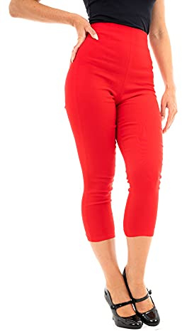 Ro Rox Ella 50er Jahre Vintage Retro Pinup Capri Hose - Rot (2XL)