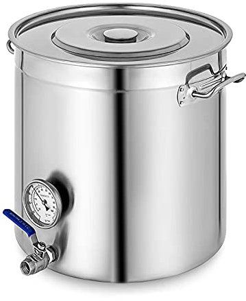 AIZYR Olla Casera De Acero Inoxidable Set De Hervidor De Agua con Tapa, Termómetro Y Válvula De Bola para Cocinar Y Hervir Cerveza,30 * 30cm