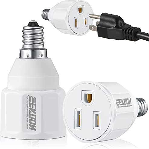 3 Prong Light Bulb Socket Adapter, Polarized Outlet, Light Socket to Plug Adapter Converter for Patio, Garage, Porch(1 Piece)