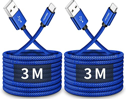 CLEEFUN Cable USB C 3 Metros Carga Rapida, 3A Cable Tipo C 3M | Para Samsung Galaxy S20 S21 S22 S23 S10 S9 S10e, A13 A14 A23 A33 A51 A52 A53 A54