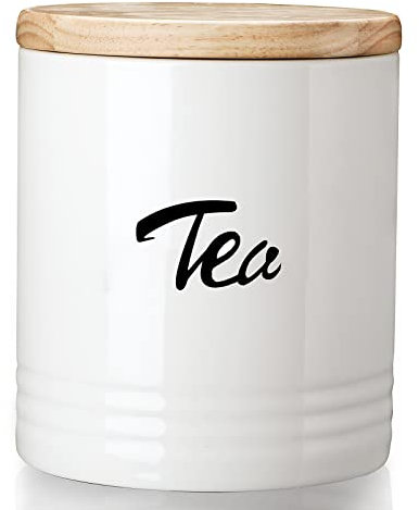 LEETOYI Porcelain Food Storage Containers with Lid, Small Size Design & Saves Space, 4.5 Inch White, Labeled Tea