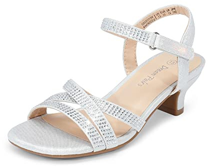 DREAM PAIRS Kids Sparkly Sandals,Size 12 Little Kid,Silver