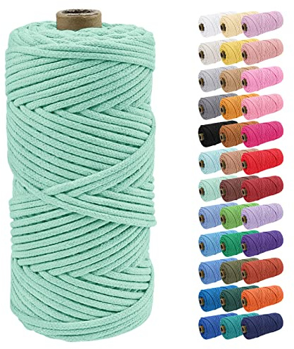 Uiopa Baumwollkordel, Makramee Garn 4mm 100m Natur Baumwollseil, Baumwollgarn Geflochtene Macrame Cord Ideal für Häkeltaschen, Pflanzenhängern, Traumfänger, Wandbehang, DIY Handwerk