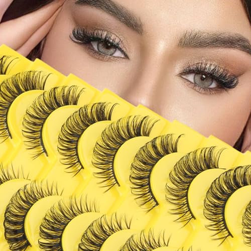 Sixstarhair Ciglia Finte 10 Paia Naturali Ciglia Di Gatto 3D Naturale Fluffy Russian Strip Lashes Ricci Spesse Riutilizzabili Cat Eye Lashes