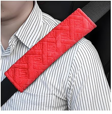 CGEAMDY 2 Stück Sicherheitsgurt-Kissenbezug, Schulterpolster für Auto-Innenzubehör, Schutzpolster für SUV, Auto-Sicherheitsgurtbezüge für Erwachsene, Kinder (Rot)