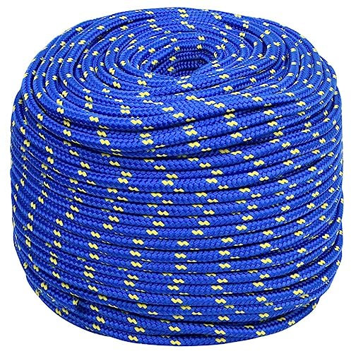 Tidyard Bootsseil Geflochten Festmacher Seil Flechtleine Bootstau Flechtschnur Tauwerk Ankerleine Mehrzweckseil Leine Blau 10 mm 500 m Polypropylen