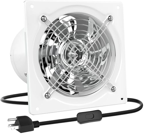HG Power 8 Inch Exhaust Fan, Kitchen Exhaust Fan With Switch 576CFM Wall Mounted, Extractor Ventilation Fan For Attic, Greenhouse, Basement, Shed, White