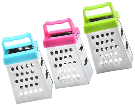 Zerodeko Rallador de Cocina 3 Piezas de Acero Inoxidable y Plástico, Mini para Queso, Verduras y Fruta, Fácil de Limpiar y Guardar Cocina