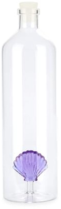 Balvi Bottiglia Atlantic Shell Colore Lilla Fatta a Mano in Vetro borosilicato 30 cm