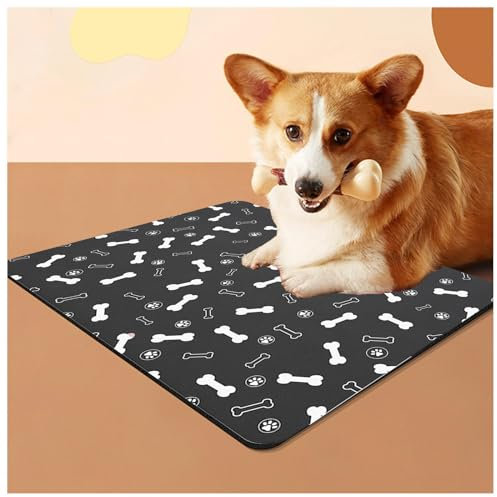Hundematte für Futter und Wasser, mit wasserdichter Gummi-Rückseite, keine Flecken, schnell trocknende Katzenmatten für Futter und Wasser für Hund und Katze, B-40 x 60 cm