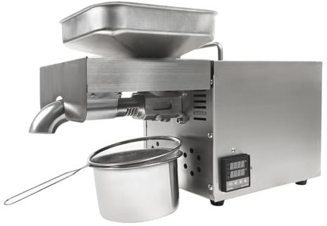 610W Edelstahl Öl Extraktion Expeller Automatische Ölpresse Maschine Ölmühle Ölpresse mit Temperaturregelung,Elektrisch Auszieher für Walnuss Erdnuss Sonnenblumenkerne