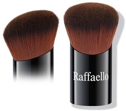 Raffaello Angled Kabuki Brush for Foundation – Ultra-Soft Dense Bristles, Flat Top Makeup Brush for Liquid, Cream & Powder, Seamless Blend, Wet & Dry Use, Zero Waste