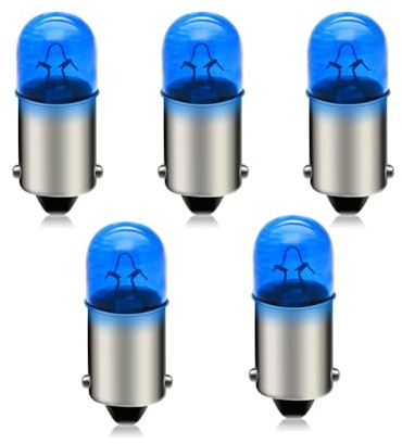 SOFOC BA9S 12V Halogen Bulb Bleu Indicateurs Tableau de Bord Auto/Aviation, Plafonnier, Lumières de Courtoisie, Éclairage d'Ambiance & Feux de Position 5Pcs
