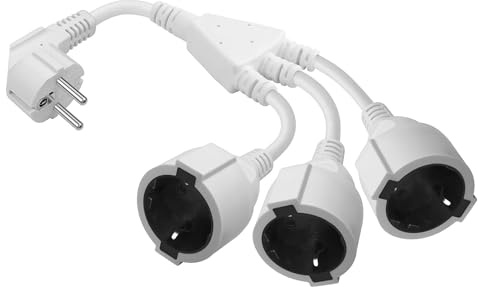 CERRXIAN 1 Fuß EU Europa Schuko UPS PDU Y Splitter Netzkabel, IEC 320 CEE 7/7 Stecker auf 3X CEE 7/3 Europa Schuko Buchse Adapter Verlängerungskabel (White)