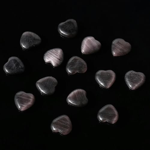 Natürliche Mondsteinperlen, Opal-Katzenauge, Herz-Cabochons zur Schmuckherstellung, Ohrringe, Ringe, Anhänger, DIY, 6 mm, 8 mm, 20 Stück, Schwarz, 6 mm, 50 Stück