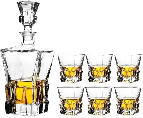 Rödvinskaraff, kristallkaraffel för vin, vinkaraff kristallkaraff 820 ml och set med 6 glas 300 ml