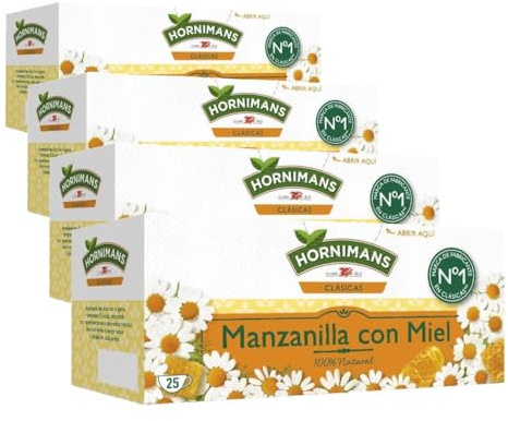 Hornimans Manzanilla con Miel Infusión con Ingredientes 100% Naturales | 25 bolsitas | Sin Teína (Paquete de 4)