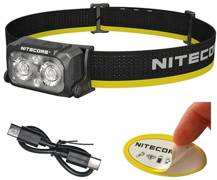 Nitecore NU25 MCT 400 Lumen Lightweight USB-C Rechargeble Outdoor Headlamp with Multiple Color Temperatures Warm Natural, Cold Lights and Red Light (Headband, Black)