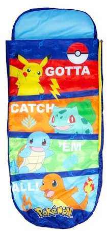 Character World Pokemon Officially Licensed ReadyBed Kids Inflatable Air Bed and Sleeping Bag with Pump | Travel Mattress for Sleepovers and Camping or Home Use | Multicolour