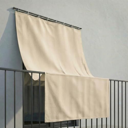 INTRECCI Tenda da Sole per Esterno, Tenda da Sole per Balconi, Impermeabile, a Caduta, 145x250 cm con Occhielli Laterali, Telo Ombreggiante, Riduce Luce e Calore, Migliora la Privacy, Colore Panna