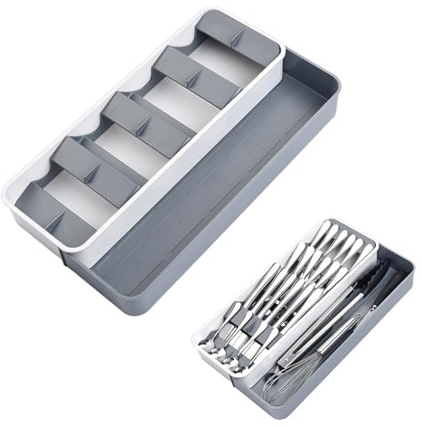 Retractable Small Silverware Organizer,Narrow Utensil Drawer Silverware Drawer Organizer For Kitchen Drawer Holding Flatware Spoons Forks (Spoon holder)