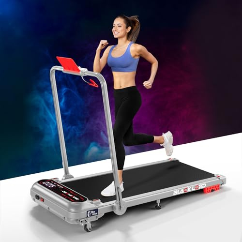 BLACK LORD Walking Pad with 9% Incline, 4-in-1 Under Desk Treadmill with Foldable Handrail & Remote Control, 3.0HP, 1-15KM/H, Compact Motorized Electric Running Machines for Home Office, Silver