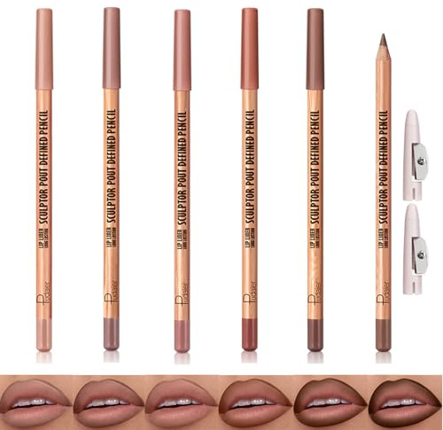6 Colors Matte Lip Liner Set, High Pigmented Silky Smooth Lip Liner Pencil, Waterproof Long Lasting Lip Contour Lipliner (Set B 6 PCS)