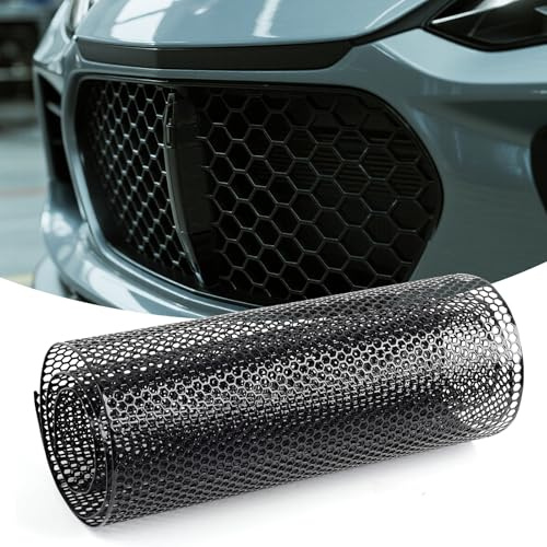 Leflos 100×33cm Negro Rejilla de carreras, Tamaño del Panal de abeja de 6×1mm, rejilla estirada de aleación de aluminio