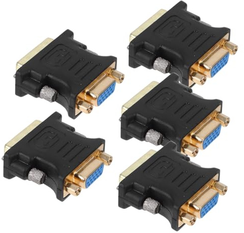VILLCASE 5pezzi Adattatore Dvi Vga Maschio-vga Femmina Convertitore Dvi-vga per Connessione Video Stabile Compatibile Monitor e Proiettori Plug And Play
